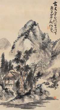 蒲华 庚子（1900） 古木寒泉 立轴
